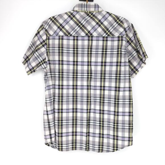 Most Official Seven MO7 Mens Checkered Button Down Short Sleeve Shirt - Size L - Picture 2 of 12